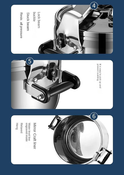 Panela de Pressão Extra Grande Panela de Pressão Comercial Espessa de Aço Inoxidável Utensílios de Cozinha Elétricos Bar de Jantar Casa Jardim