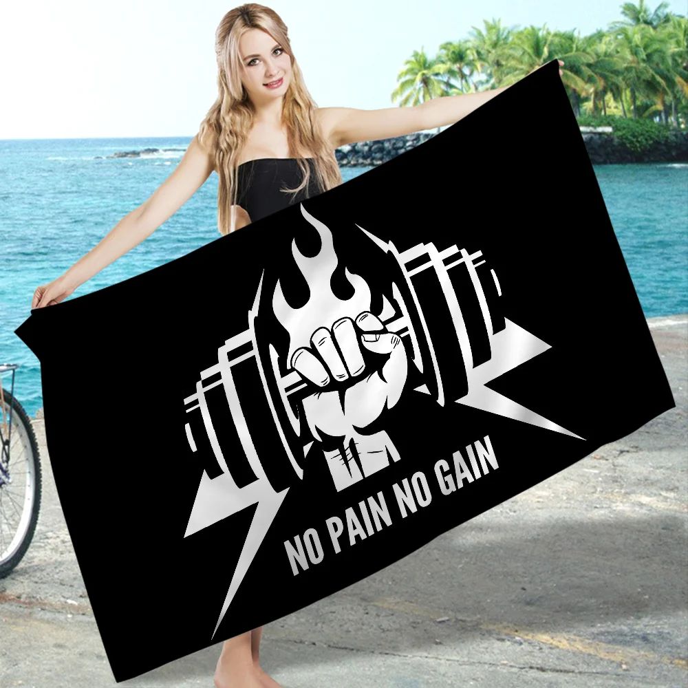 No Pain No Gain GYM Towel Microfiber Beach Towel Absorbent Quick dry Soft Yoga Swimming Resort Mountain Climbing Towel