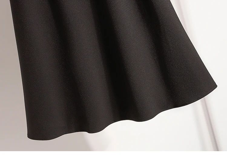 A-Line Mini Skirt High Waist Mid Length Skirts Women's Slimming Black Autumn Elastic Waist Design Solid Color Versatile Skirt