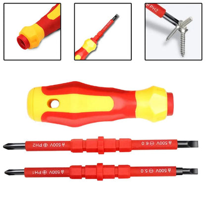 Conjunto de Chaves de Fenda Isoladas 3 em 1 PH1/PH2, Kit de Ferramentas Multiuso para Eletricistas, Chave de Fenda de Fenda Cruzada