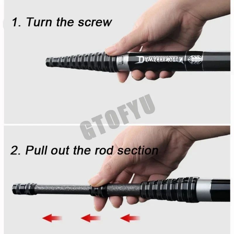 Conjunto Ultraleve de Vara de Pesca e Carretilha Oca de Múltiplas Posições de Alto Carbono Variável 4.5-10M Super Rígida para Rio