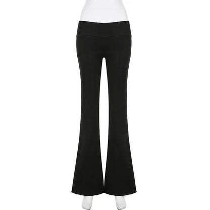 Casual Sexy Basic Solid Flare Pants Y2K Slim Low-Waisted Boot Cut Pants Women 2024 Autumn Spring Fashion Streetwear Lady