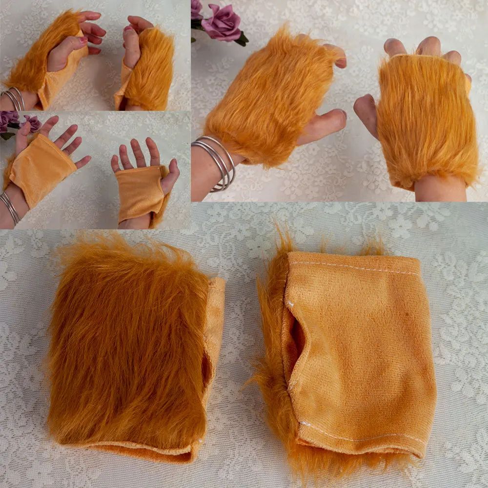 Animal Lion Ears and Tail Headband Skirt Set For Party Dress Up Accessories Cosplay Costume For Adult Kids