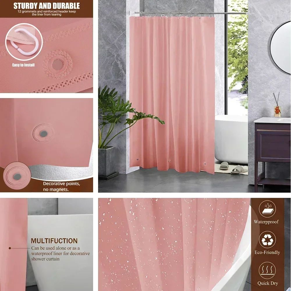 Clear Shower Curtain PEVA Transparent Bathroom Liner Waterproof 180x200CM Bath Curtains Bathroom Mould Proof Curtains with Hooks