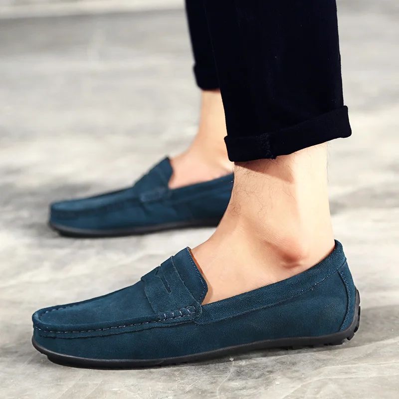 High Quality Leather Men Loafers  Slip on Mens Casual Shoes Fashion Flats Male Driving Shoes Moccasins Ten Colors Size 38-47