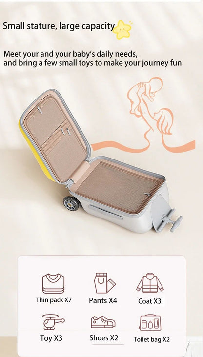 Mala de Viagem Infantil com Rodinhas Carrinho de Bagagem para Crianças Assento de Viagem Carrinho de Passeio Mala de Bordo para Bebê