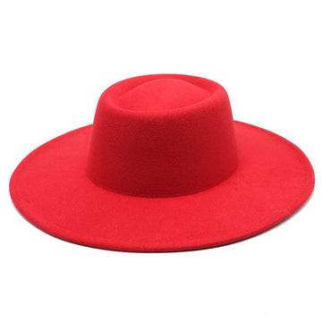 Classic British Style 9.5CM Big Wide Brim Fedora Hat For Women Fashion Autumn Winter Felt Church Hats Wedding Dress Jazz Cap