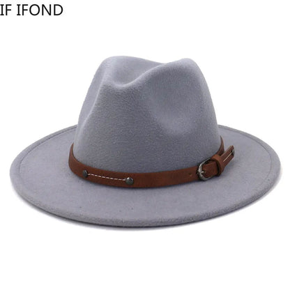 Fedoras Winter Hat For Women 59-61CM Men Panama Felted Jazz Hats New Trilby Church Cap sombreros de mujer