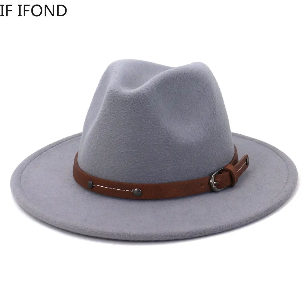 Fedoras Winter Hat For Women 59-61CM Men Panama Felted Jazz Hats New Trilby Church Cap sombreros de mujer
