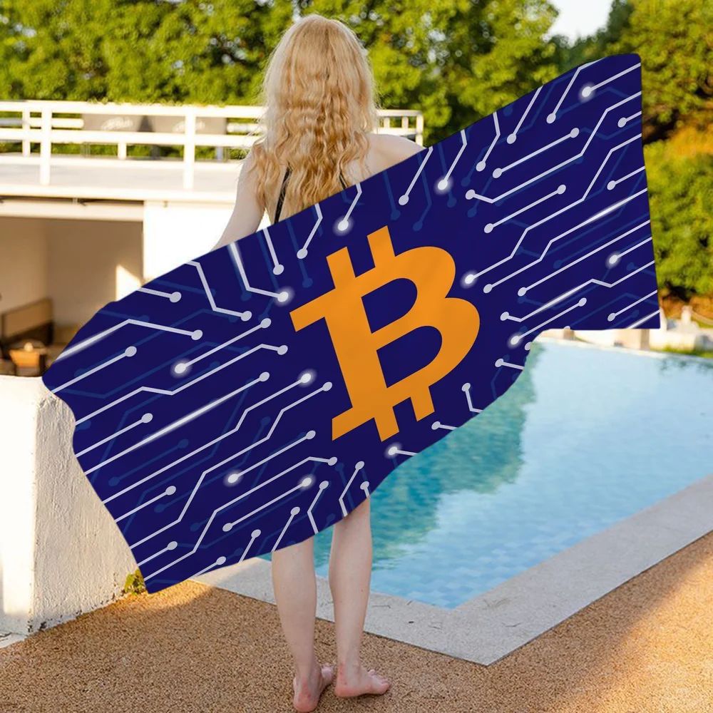Bitcoin Evolution Of Money Beach Towel Cartoon Cute Summer Kids Large Bath Pool Beach Towel Microfiber Absorbent