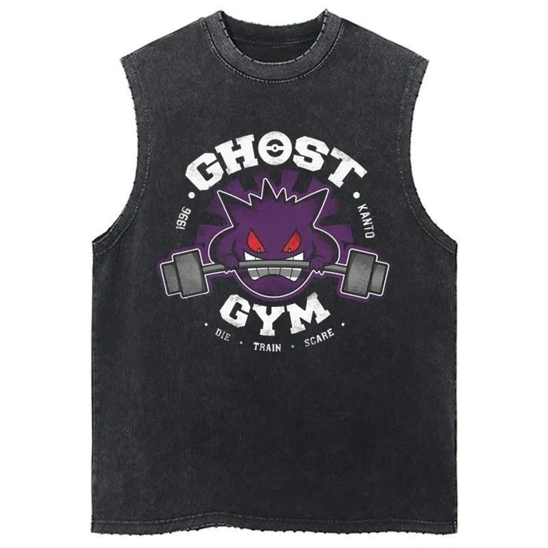 Luffy printed anime fitness vest summer new men s vest Y2k women s washed casual sleeveless shirt streetwear Harajuku