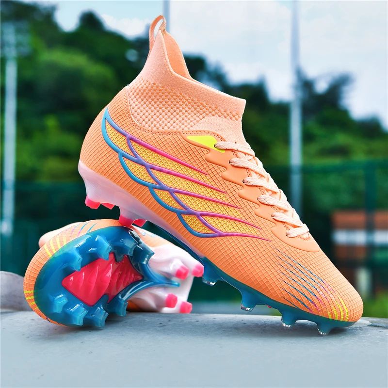 High Ankle Sports Footwear FG/TF Kids Soccer Cleats Football Boots Professional Men's Soccer Shoes Krampon Outdoor Sneakers 2025