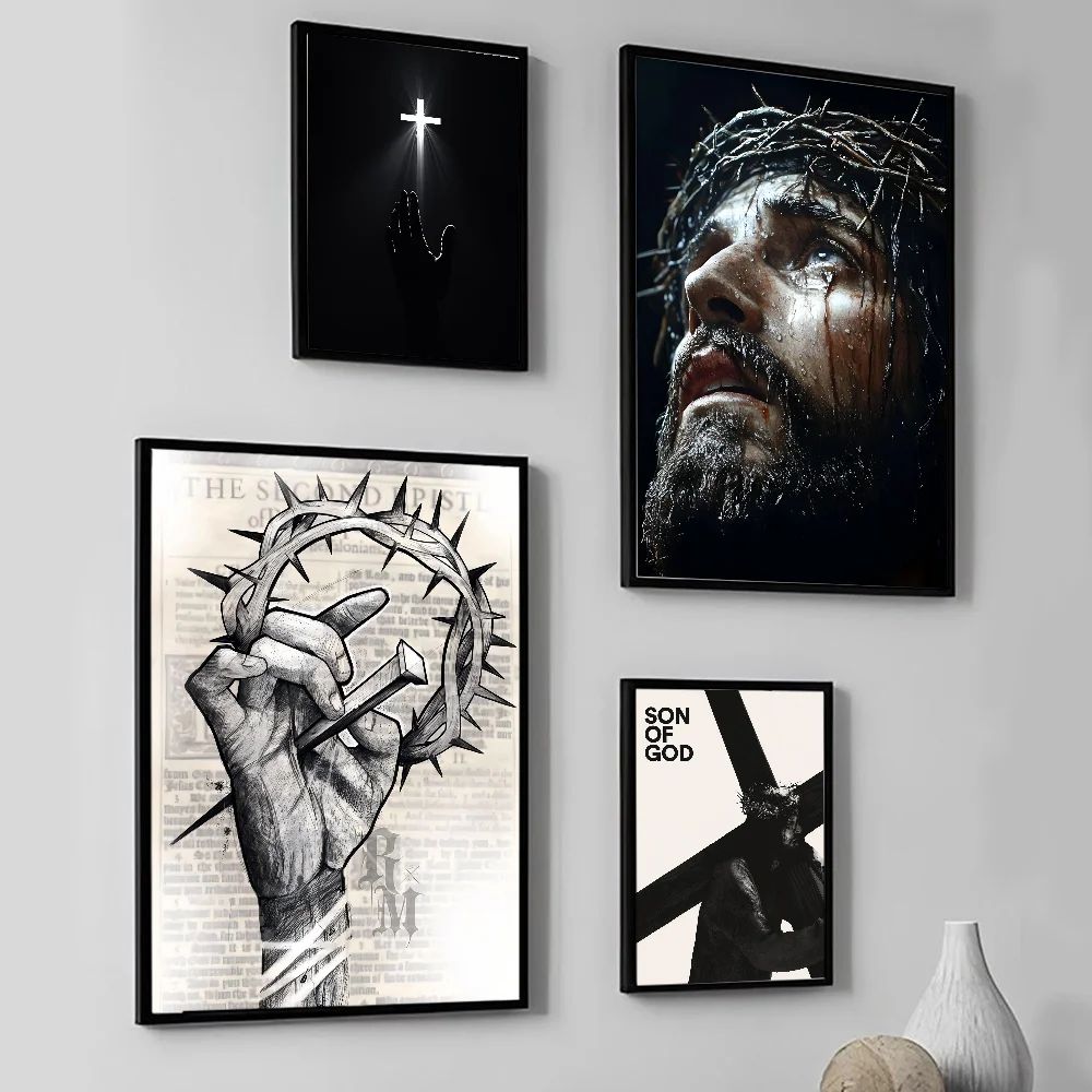 Son of God Jesus Cross Holy Light Wall Art, HD Canvas Print Poster, Suitable for Home, Living Room, Room Decoration Painting