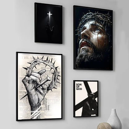 Son of God Jesus Cross Holy Light Wall Art, HD Canvas Print Poster, Suitable for Home, Living Room, Room Decoration Painting
