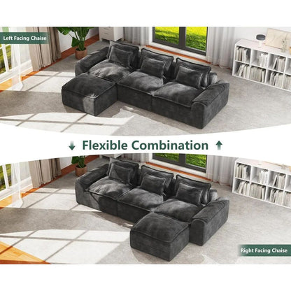 Cloud Modular Sectional Sofa L-Shaped Large Seater with Ottoman Removable Cover Comfortable Living Room Furniture
