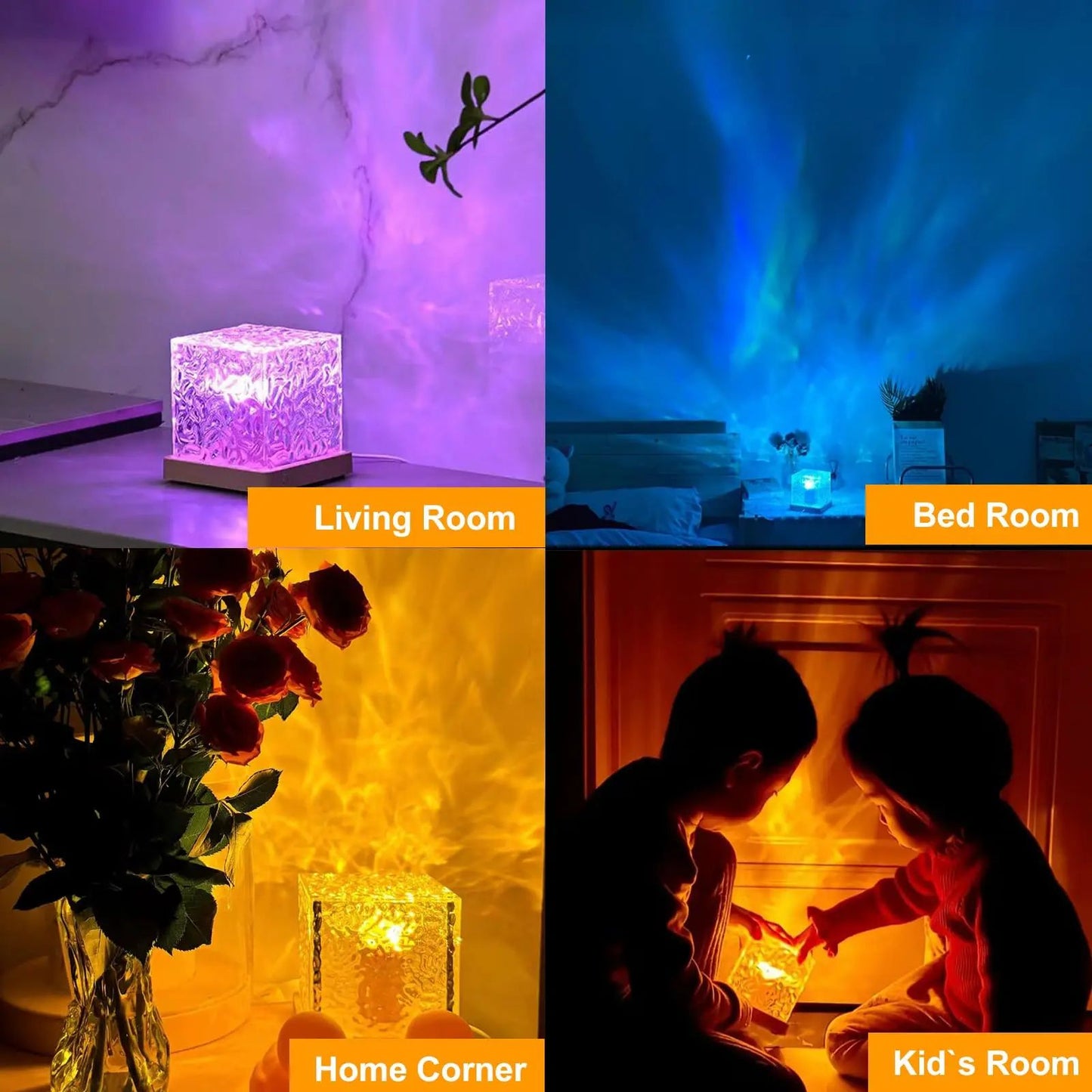 Ocean Wave Aurora Projector Light USB Remote RGB Water Ripple 16 Colors Night Light Home Office Bar Living Room Ambient Light