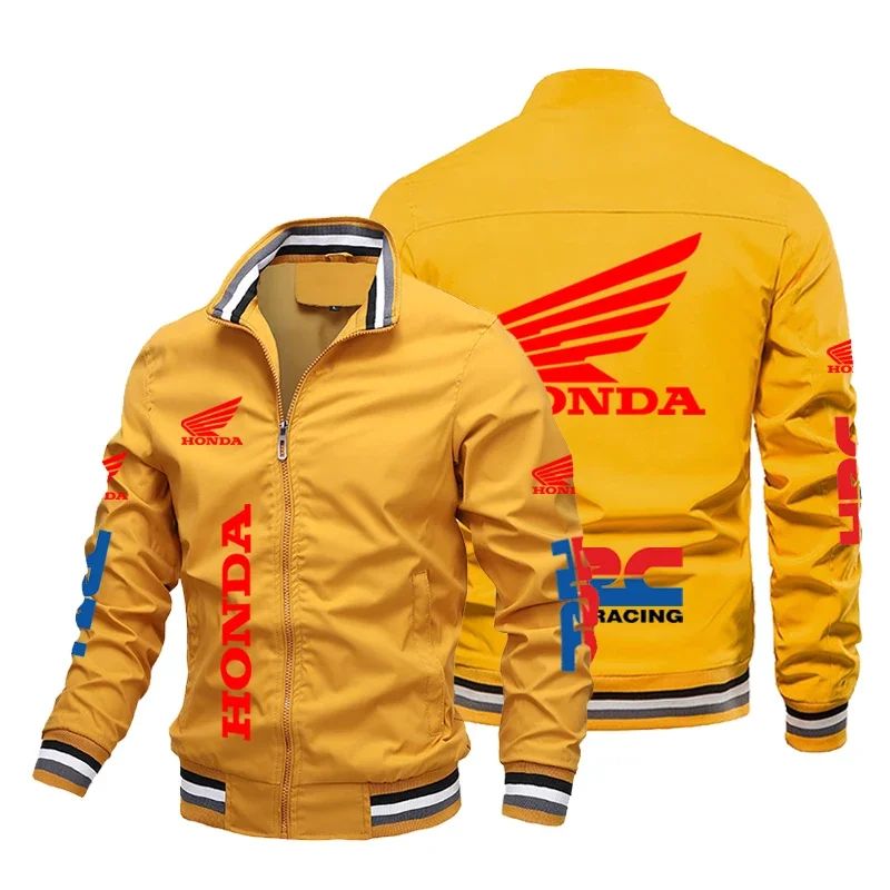 Honda Motorcycle Jacket For Men Honda Red Wing and HRC Logo Biker Jacket Windbreaker Men Sportswear Slim Racing Team Jacket Male