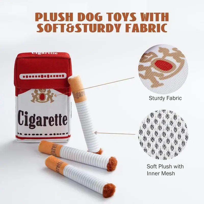 Brinquedos interativos engraçados de pelúcia para cães, design criativo de cigarro, brinquedo de mastigar que faz barulho para cães, o presente perfeito para cães brincarem