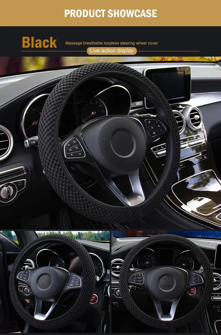 Four Seasons Elastic Ice Silky Soft Cloth Steering Wheel Cover - No Inner Ring, Fit for Cars, Protective Protective Cover