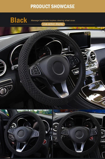 Four Seasons Elastic Ice Silky Soft Cloth Steering Wheel Cover - No Inner Ring, Fit for Cars, Protective Protective Cover