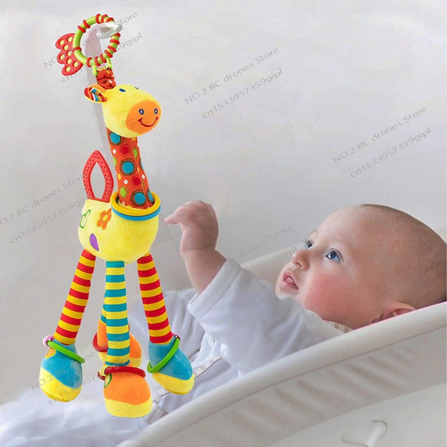 47CM Baby Stroller Soother Hanging Doll Giraffe with Soft Cotton Crib Bell Infant Bed Game Educational Toy for Son Daughter Gift