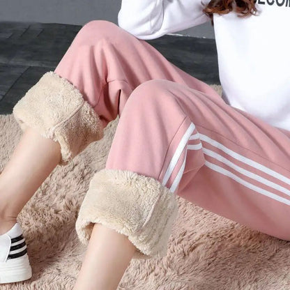 New Women's Pants Winter Casual Gym Sweatpants Warm Fleece Trousers Female Workout Lamb Wool Thick Sports Pants for Women