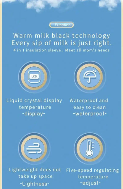 Portable Baby Bottle Insulation Sleeve, Baby Milk Insulation Device with LCD Screen, USB Insulation Bottle for Car Travel, Porta