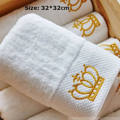 Embroidered Crown White bath towel 5stars Hotel Towels 100% Quality Towel Washcloths towels bathroom Ladies face wash soft towel