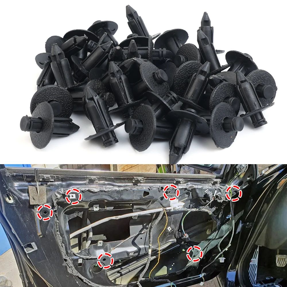 100/50pçs Rebites de Plástico para Carro Presilhas de Fixação para Painel de Carenagem 3 Tamanhos Mistos Pino de Pressão Fixador Automotivo 6mm 7mm 8mm Interior