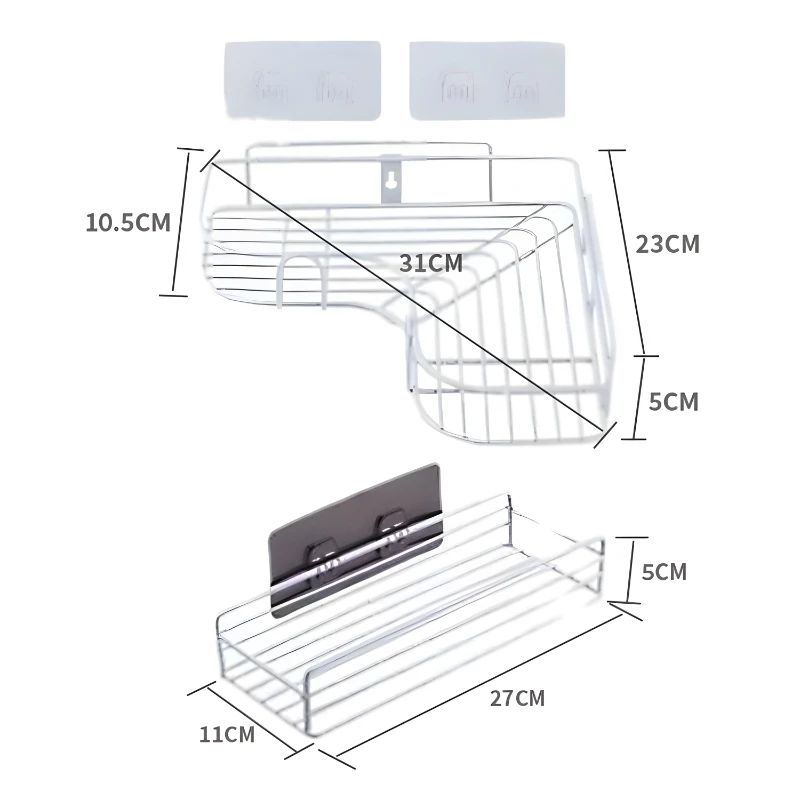 No Drill Bathroom Triangle Corner Shelf Wall Mounted Storage Rack for Kitchen Bathroom Organizer Space Saver
