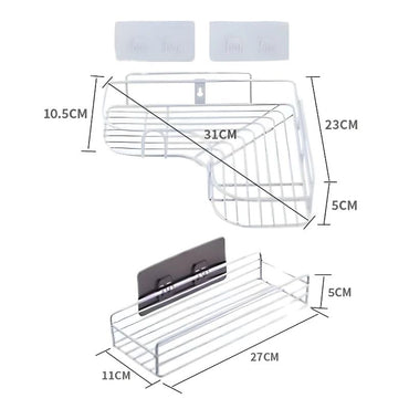 No Drill Bathroom Triangle Corner Shelf Wall Mounted Storage Rack for Kitchen Bathroom Organizer Space Saver