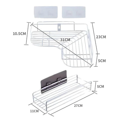 No Drill Bathroom Triangle Corner Shelf Wall Mounted Storage Rack for Kitchen Bathroom Organizer Space Saver