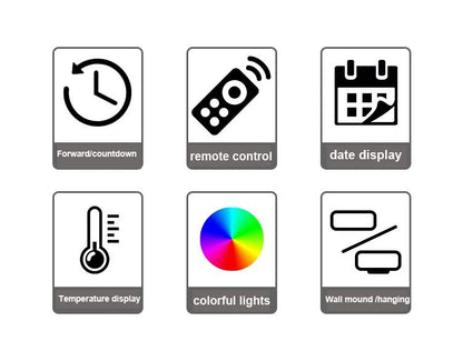 3D LED Digital Wall Clock RGB Modern Design Living Room Decor Date/Temperature Table Alarm Nightlight Brightness Desktop Clocks