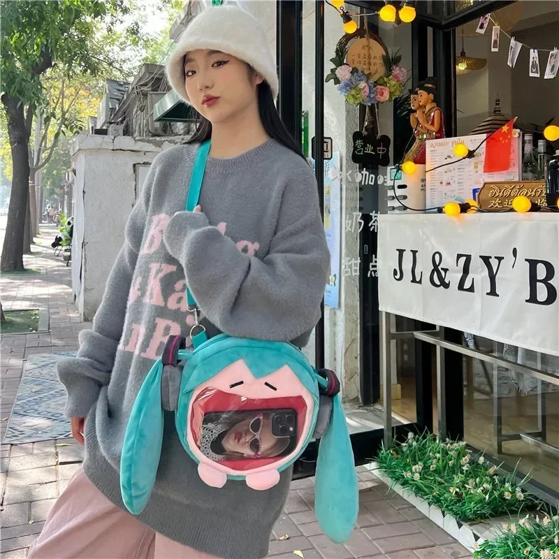 2025 Hatsune Miku Bolsa de Ombro Nova Mochila Bonito Anime Menina Pelúcia Desenho Animado Kawaii Sacola Escolar Bolsa Infantil Presentes Brinquedos