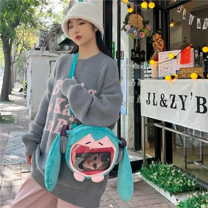 2025 Hatsune Miku Bolsa de Ombro Nova Mochila Bonito Anime Menina Pelúcia Desenho Animado Kawaii Sacola Escolar Bolsa Infantil Presentes Brinquedos