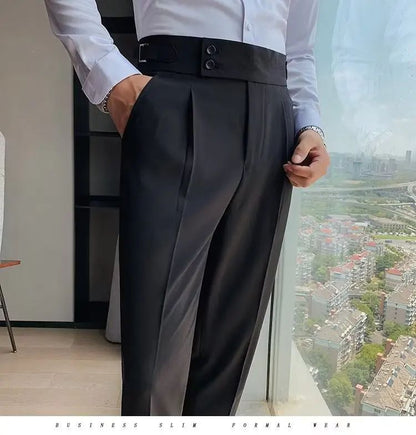 Calça Masculina Nadir Coffee Color Clássica Estilosa Paris Botão Prega Única Emagrece Suaviza Sua Silhueta Calça Social Casual