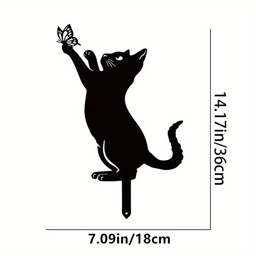 Exclusive Cute Cat Garden Decorative Silhouette - Tiki-Inspired Cat Family Garden Stakes | Perfect Outdoor Statues for Garden
