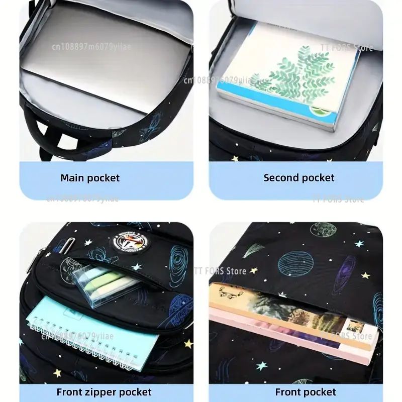 Nova Mochila Escolar Infantil Impermeável Ortopédica para Meninos com Estampa de Céu Estrelado Mochila de Descanso para Alunos do Ensino Fundamental Presente de Aniversário para Crianças