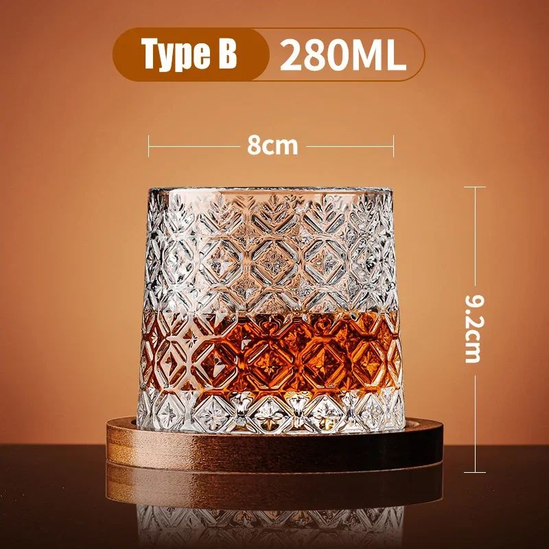 Copo de Uísque com Base, Copos de Uísque de Cristal Giratórios, Taça de Vinho e Brandy para Bar e Casa
