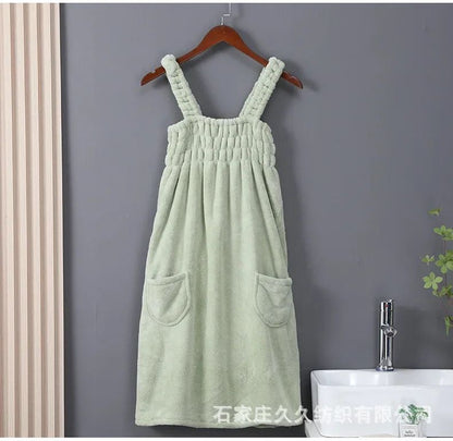 Women Wearable Bath Towel Wearable Towels Coral Fleece Women's Bath Skirt Absorbent Bath Skirt Shower Sauna Wear Towel