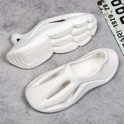 Men's Slippers Summer Soft EVA Beach Hole Shoes Outdoor Women's Slide Non-slip Personalized Hollow Shoes 36-47