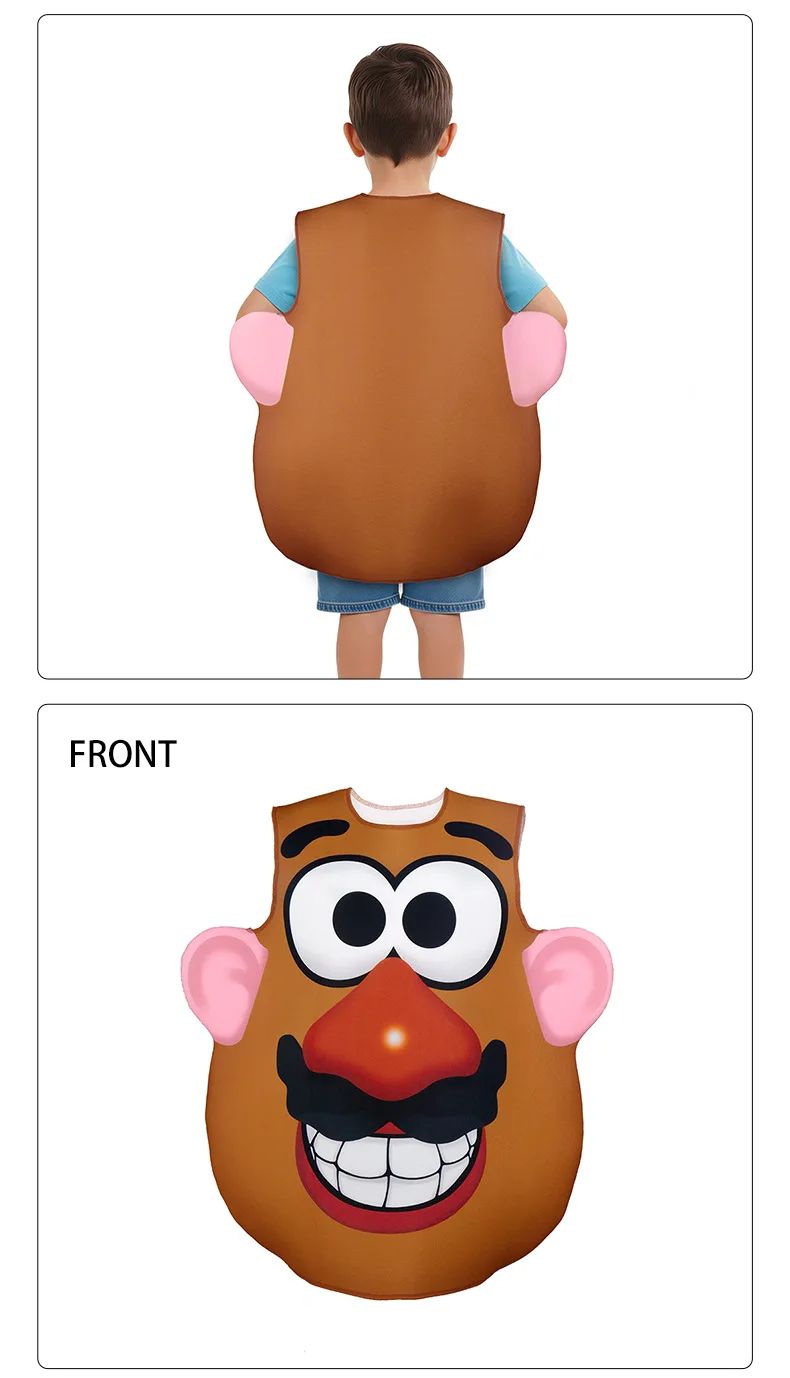 Funny Potato Head Costume Mr. and Mrs. Potato Head Matching Outfit Halloween Cosplay Tunic Couple Carnival Party Disguise Wear