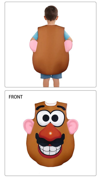 Funny Potato Head Costume Mr. and Mrs. Potato Head Matching Outfit Halloween Cosplay Tunic Couple Carnival Party Disguise Wear