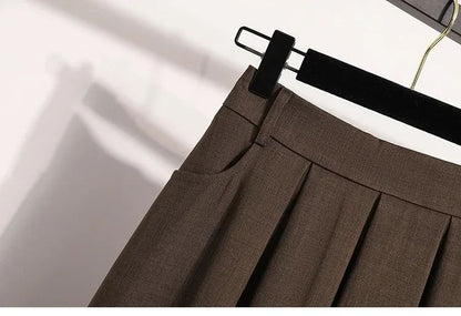 Solid Color Versatile Medium Length Skirt Pleated Plus Size A-Line Maxi Gown Cover Hip Spring Summer 2025 New Half-length Skirt