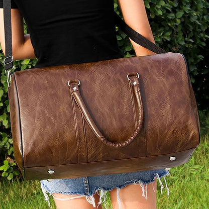 Bolsa de Viagem de Couro Grande Duffle Independente Bolsas de Fitness Grandes Bolsa de Mão Bagagem Bolsa de Ombro Preto Moda Masculina Zíper Pu 2024