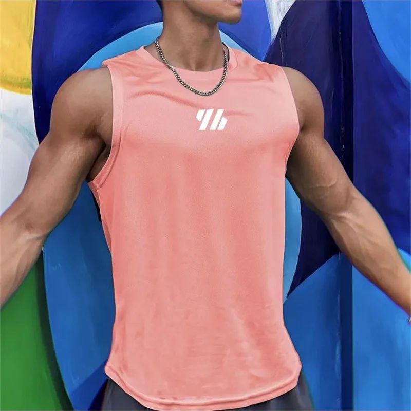 2025 newest Summer Gym Vest High Quality mesh Shirt Sleeveless T-shirts Men Tank Tops Fitness Sports Vest men casual Clothing