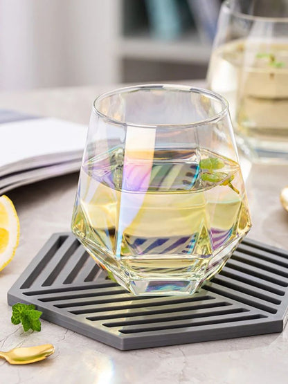 Taças de Vinho Borda Hexagonal 300ml Taça Transparente para Coquetéis Bar Festa Clube Banquete Utensílio para Beber Champanhe Limonada Água