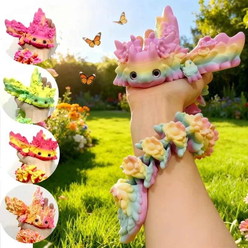 3D Print Toy Salamander Dragon Desktop Ornament 3D Print Animals Home Office Crafts Print Character Action Figure Christmas Gift