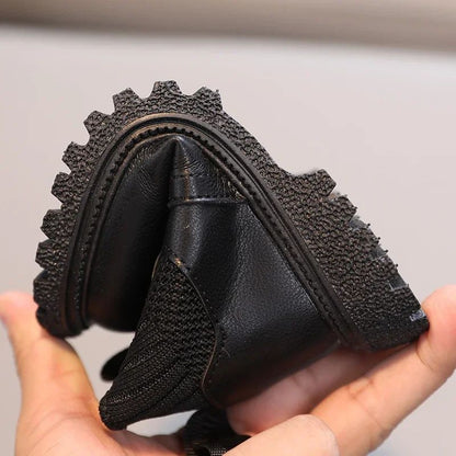 Kids Short Boots Fashion Boys Shoes Autumn Winter Leather Children Boots Non-Slip Toddler Girls Boot Toddler Snow Shoes