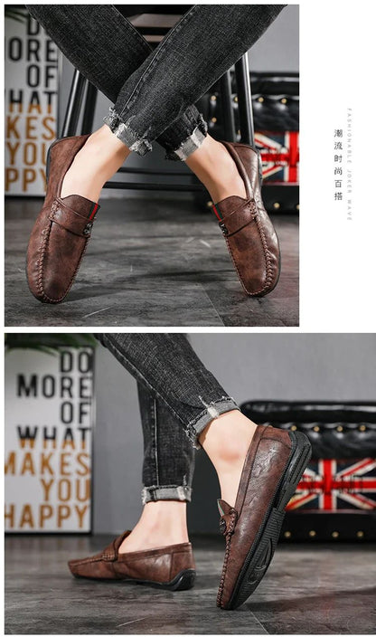 Men Driving Shoe Leather High Quality Breathable Slip on Men Casual Shoes Comfortable Light Men Loafers Formal Men Dress Shoes